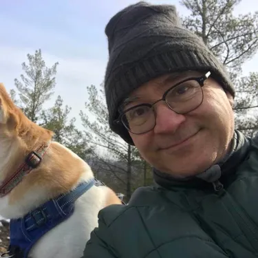 Sam Samuels with his dog.