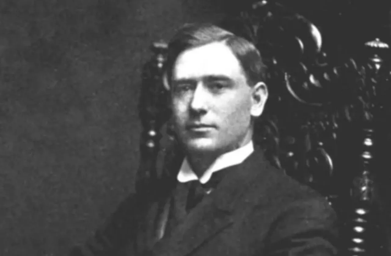 Archival black and white of Marion Le Roy Burton sitting in a chair