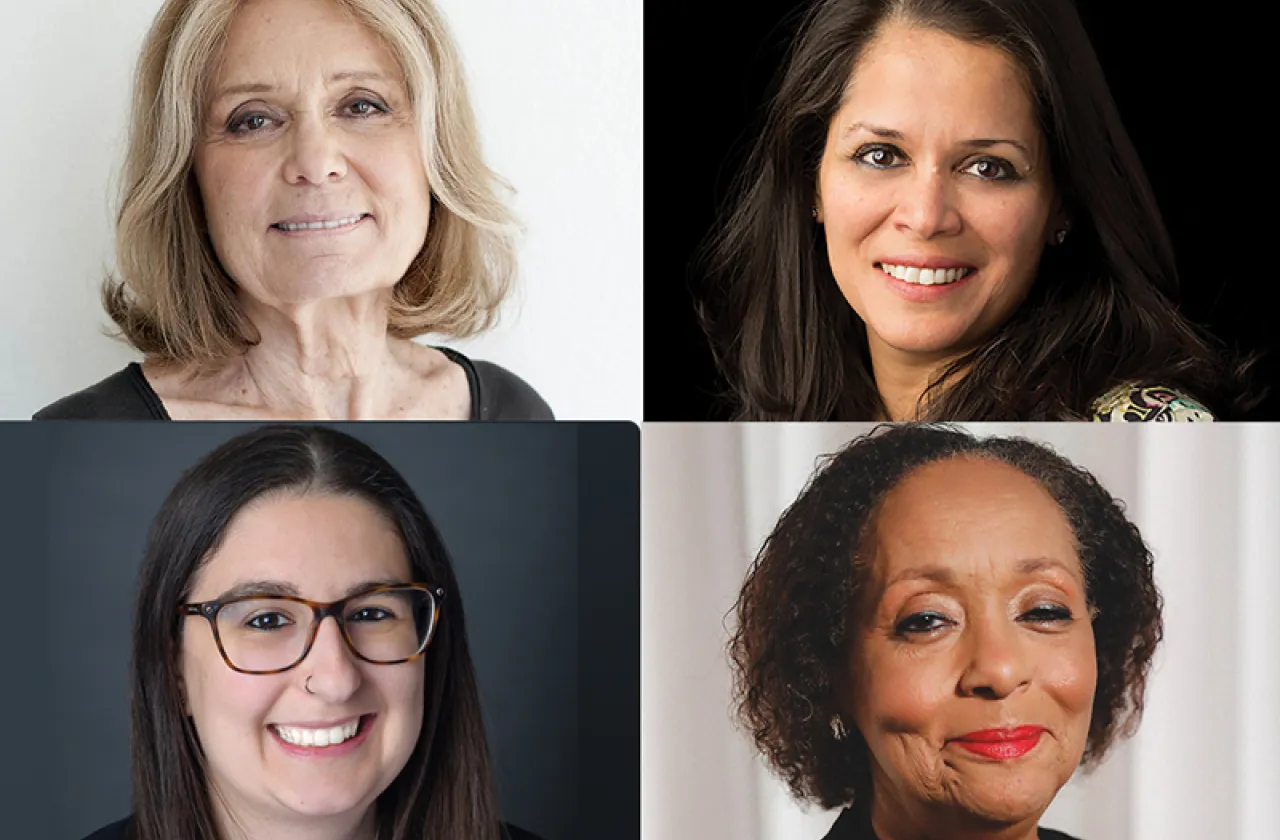 Clockwise from left: Gloria Steinem, Mona Sinha, Carol Jenkins, Becca Damante