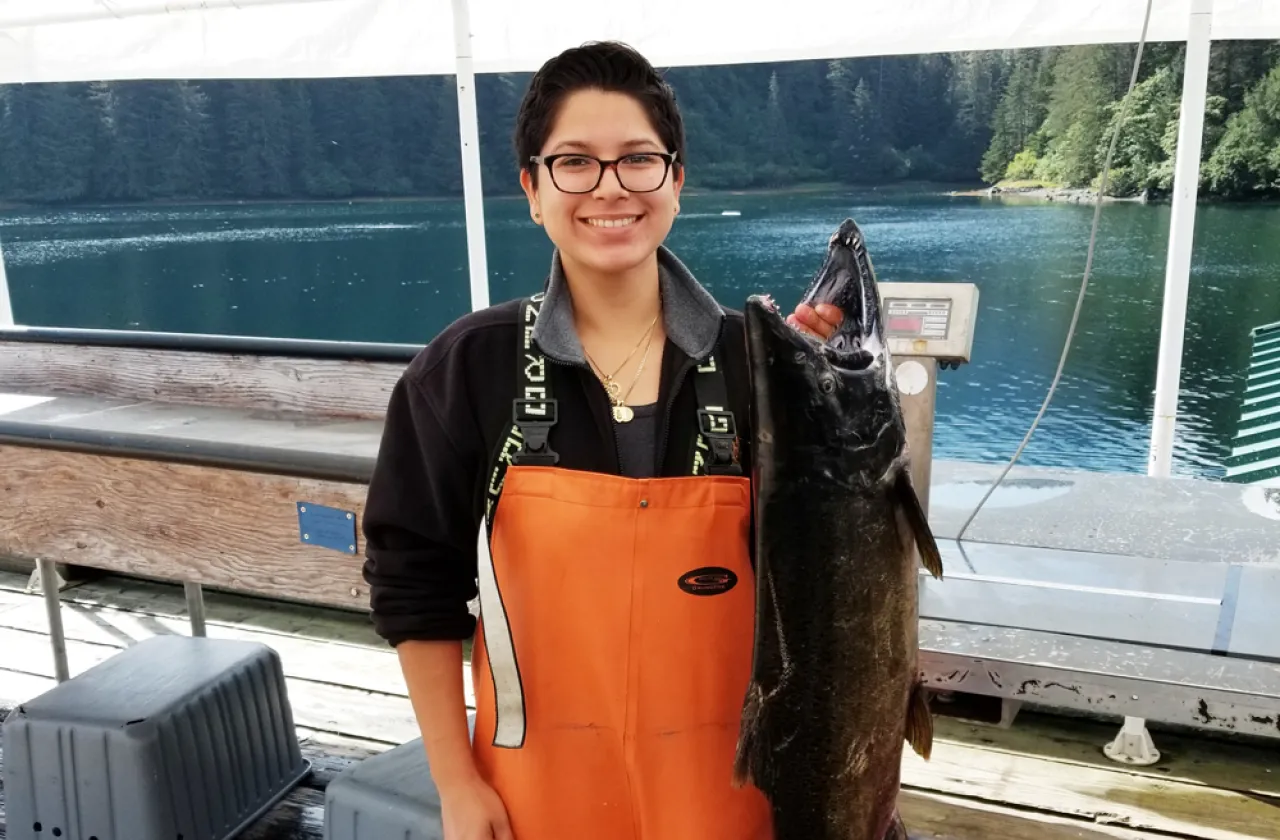 Esmeralda Mendoza and fish