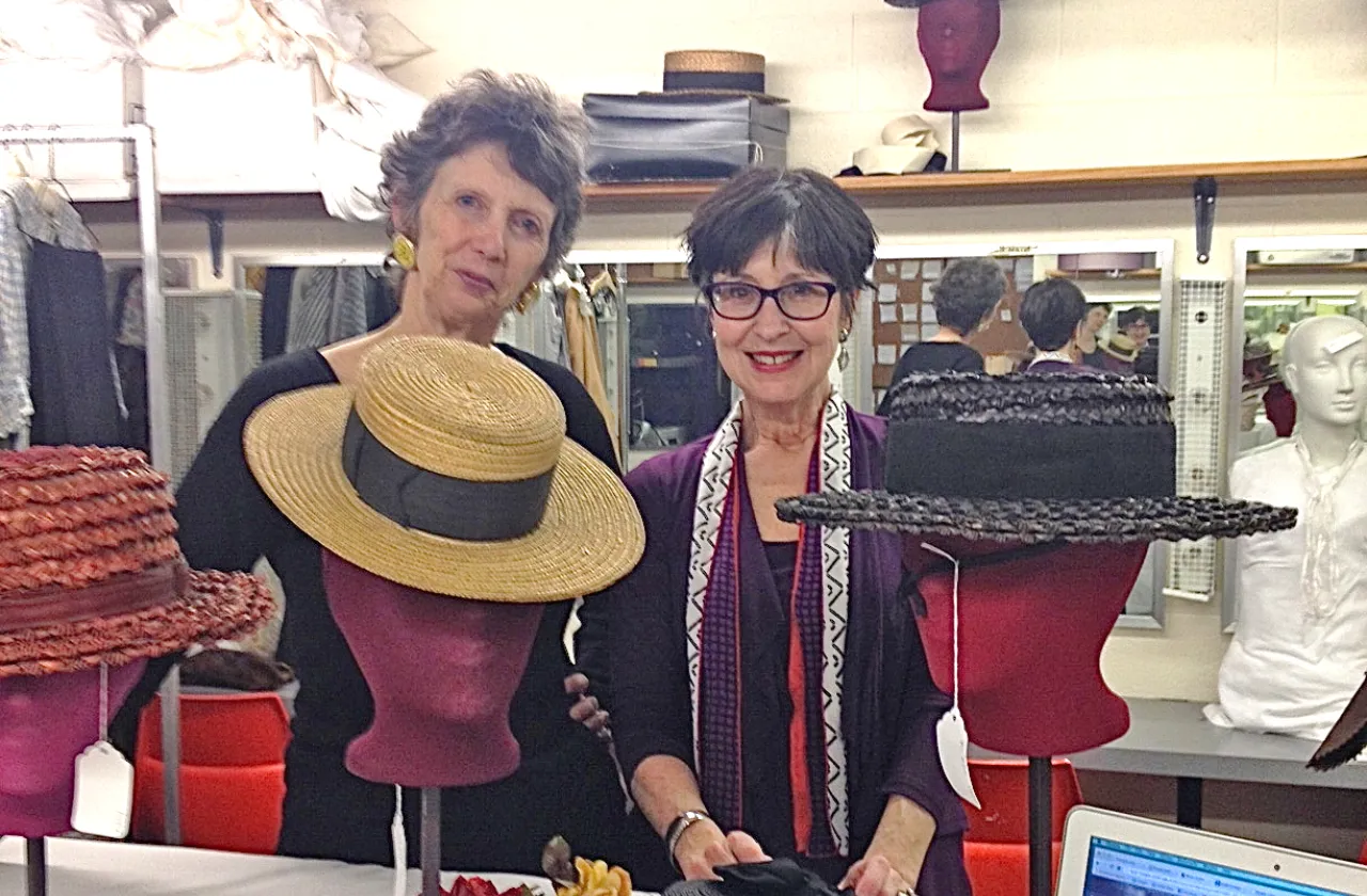 Kiki Smith '71 and Elisa Lanzi with hats