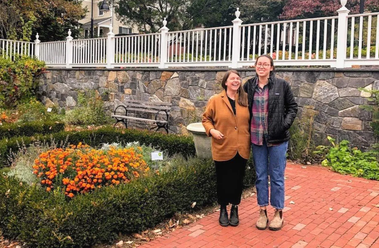 Sarah Loomis and Hannah Asofsky '21 at the Happy Chace Garden