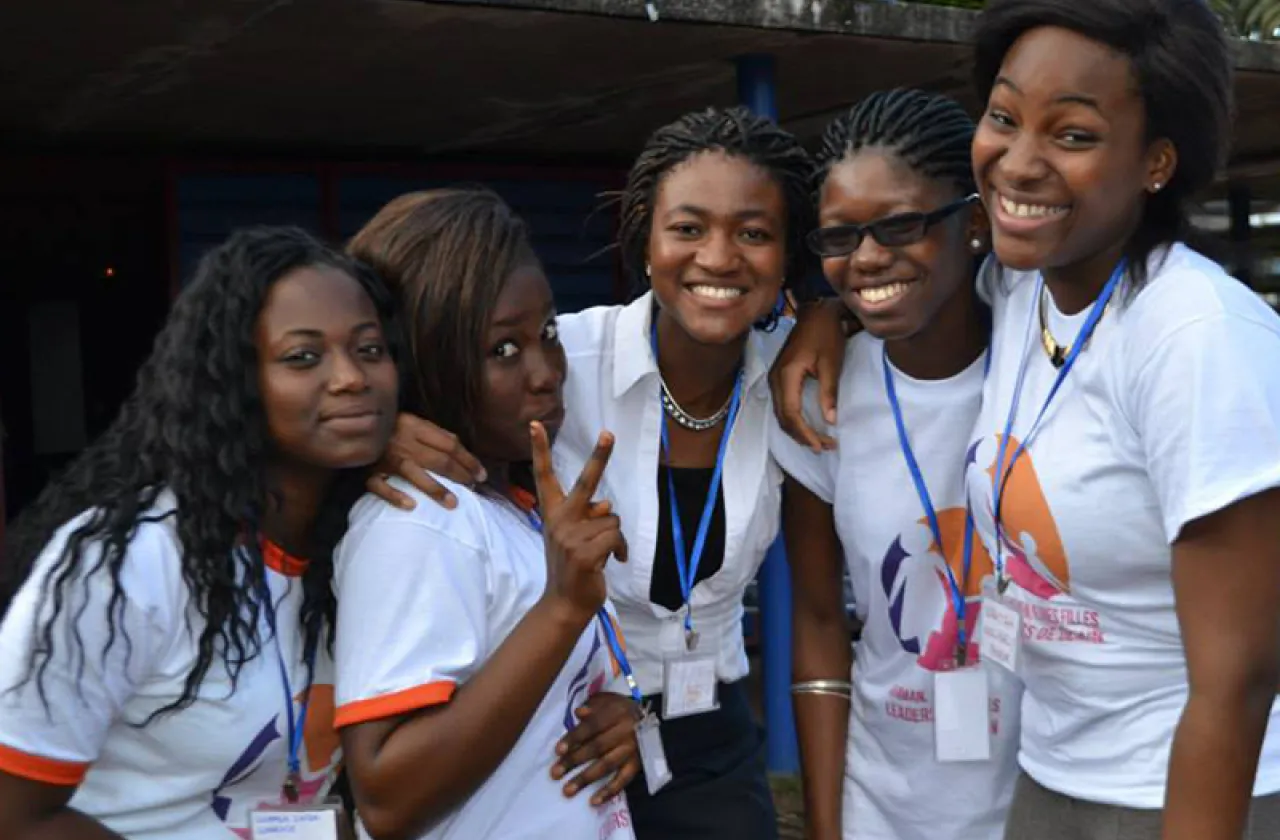 Lou Laura Lydia Goore '15 (third from left) with some of the young women she is helping to mentor in her home country of Cote D'Ivoire.
