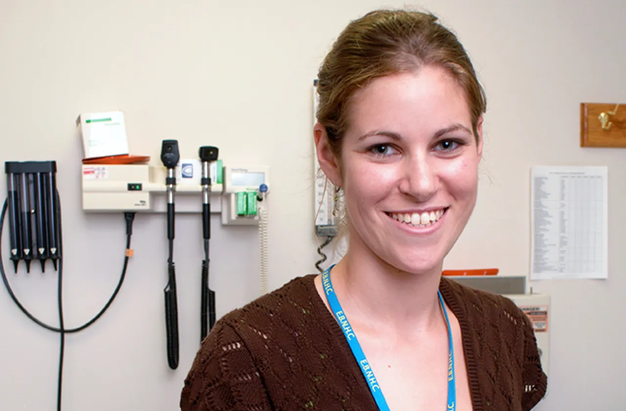 Student doing an internship in a hospital