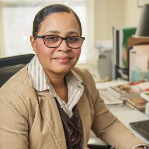 LTanya Richmond at her desk.