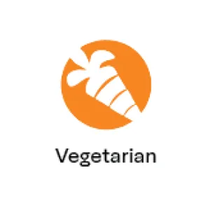 A white carrot on an orange circle background.