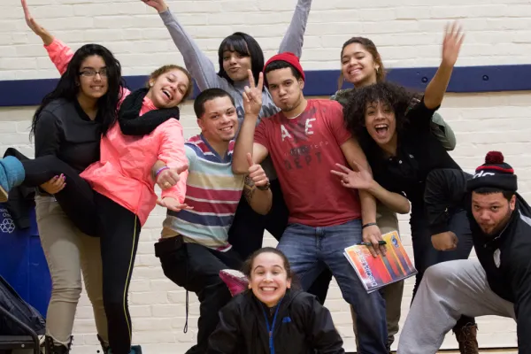 group of dancing teenagers