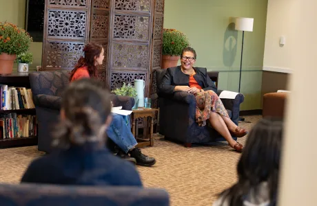 President Sarah during a fireside chat at Mwangi Cultural Center.