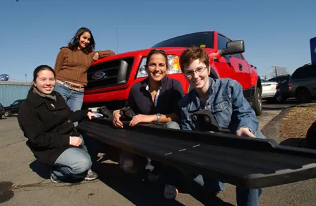 Students Display Running Board for Ford Truck