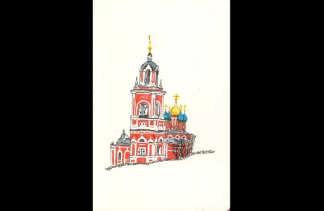 Drawing of scene in Russia by Catie Lomoe-Thompson '21