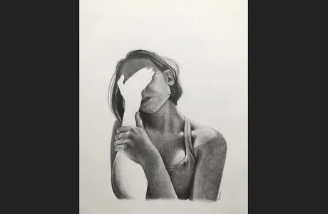 Charcoal drawing of a woman by Olivia Dong '24