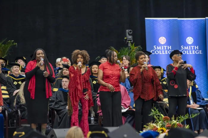 Sweet Honey in the Rock performing on stage during the installation ceremony.