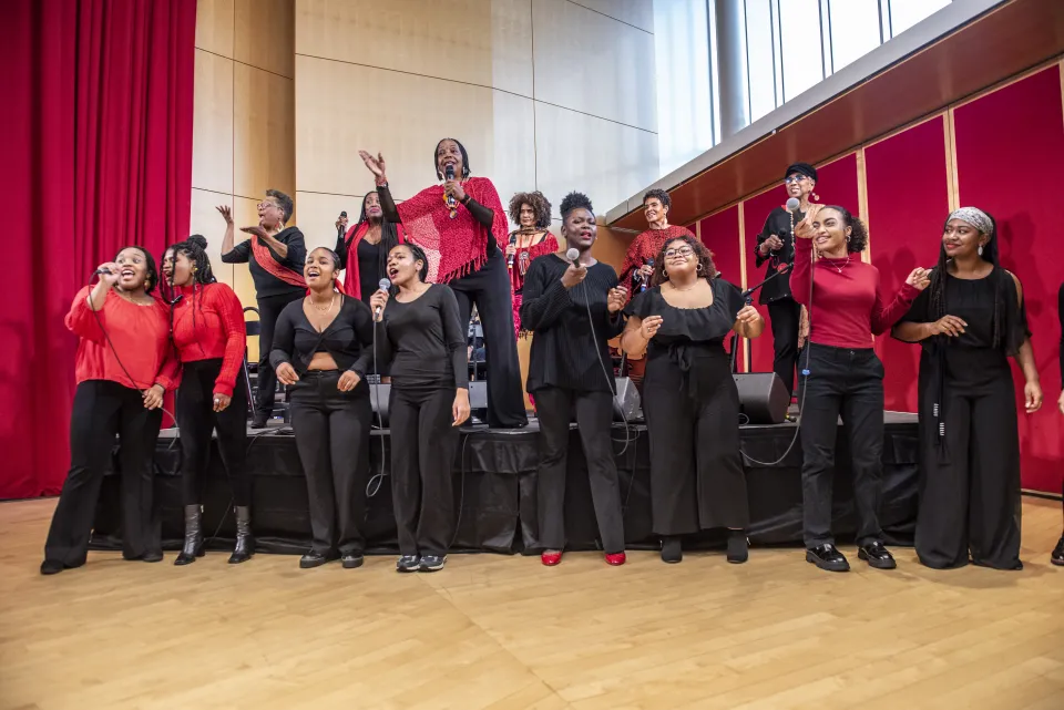 Sweet Honey in the Rock joined by Smith a cappella students, performing in the Campus Center