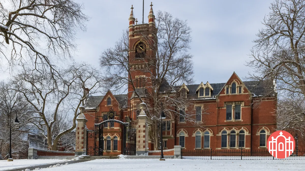 College Hall in the winter