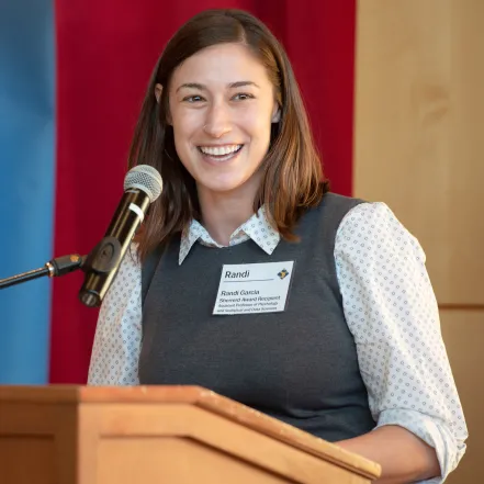 Assistant Professor Randi Garcia receiving the Sherrerd Award for Distinguished Teaching.